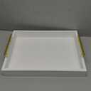 16"x12" Serving Trays with Handles, White Decorative Serving Tray, Ottoman Trays, Living Room, Bathroom, and Outdoors Decorative Trays (White)