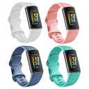 Seleek Replacement Silicone Wristbands for Fitbit Charge 5, White/ Peach/ Steel Blue/ Teal, Unisex