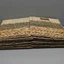 CHI AN HOME 12x12 Storage Cube Bins Wicker Storage Basket for Cube Shelf, Natural Foldable Square Baskets for Storage, Large Woven Cube Storage Bin with Handle, Baskets for Pantry, Bedroom Set of 4