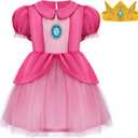 Spooktacular Creations Halloween Baby Pink Dress Costume for Girl, Princess Costume for Toddler Girls, Princess Tulle Dress for Halloween Cosplay Parties(12-18 Months)