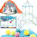 Fort Building Kit for Kids 3-5, 168PCS Fort Building Kit with Blanket, Creative Playhouse Playset for Boys Girls, Fort Building Toy Kit for Indoor Outdoor Play Tent for Kids Aged 3 4 5 6 7 8
