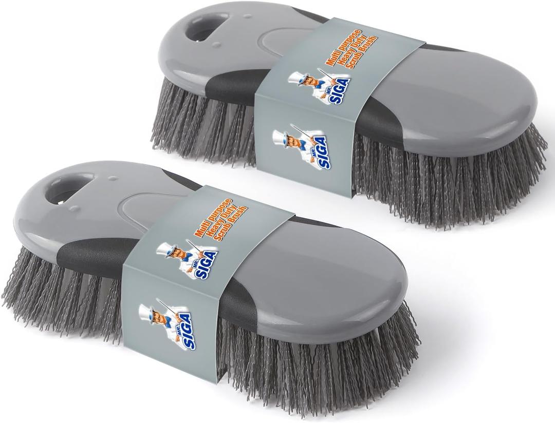 MR.SIGA Multi-Purpose Heavy Duty Scrub Brush - Pack of 2 (6.3" x 2.36" x 1.57" (16 x 6 x 4 cm))
