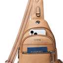 LATMAP Sling Bag For Women Faux Leather Small Casual Daypack Backpack Fanny Pack Crossbody Chest Bags Purse (7L, 7l-tan)