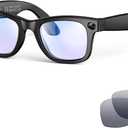 AI Smart Glasses with Camera and Bluetooth,8MP 2K HD Camera Glasses,AI Voice Control,AI Photo Recognition and Translation,Smart Anti-Blue Light Glasses,IP67 Waterproof for Driving,Outdoor,+2 Lenses,  Anti Blue Light Lenses/Black