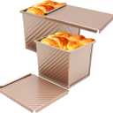 2Pcs Nonstick Square Loaf Pan With Lid, 4.53 x 3.94 x 4.33inch Mini Square Toast Box for Home Baking, Mini Cube Toast Box Ideal Baking Set Gift for Bread Lover(250g)