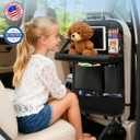 Backseat Car Organizer 4Pack with Table Tray Free Foot Hammock Car Seat Protector with Tablet Holder for Car, 7 Pockets Back Seat Organizer and Kick Mat for Kids Travel Accessories