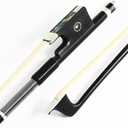 Carbon Fiber Violin Bow Half 1/2 Size VINGOBOW 100V Advanced Level 62cm Parisian Eyes Ebony Frog Real Mongolian White Horse Hair Warm Clear Tone Straight Smooth Screw Great Flexibility