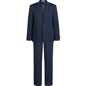 Calvin Klein Boys' 2-piece Formal Suit Set, Single Breasted Jacket & Straight Leg Dress Pants (Blue)