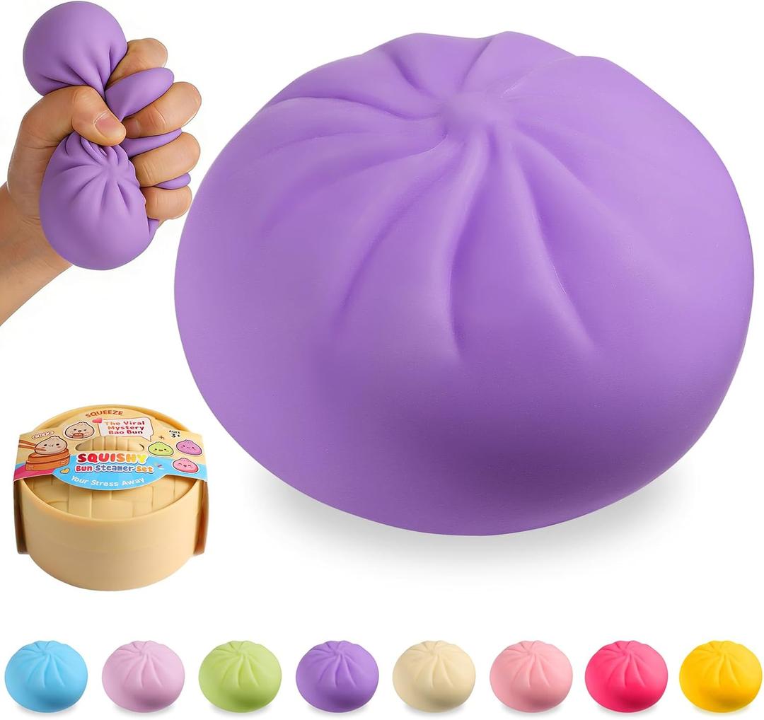 Dumpling Squishy Mystery Box, Viral Squishy Dumpling Toy, Bao Bun Squeeze Stress Relief Fidget Toys for Holiday & Birthday Gifts (Purple)