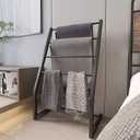 Honiter Free Standing Towel Rack, Towel Racks for Bathroom, 4 Tier Metal Towel Bar Stand, Blanket Ladder Holder, Drying & Display Rack for Oversized Bath Towels (23.6")