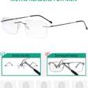 Eyekepper 3 Pack Frameless Metal Reading Glasses for Men - Rectangle Rimless Readers (Black/Blue/Gunmetal) +1.75