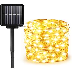 ALENEY Solar String Lights Outdoor, 99 Feet 300 LEDs 8 Modes Solar Fairy Lights for Outside, Waterproof Outdoor Light for Patio Yard Christmas Tree Halloween Wedding Party Decorations, Warm White