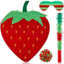 Sotiff 17" Strawberry Piñata Summer Fruit Piñata for Strawberry Birthday Party Summer Fruit Themed Party Game Supplies with Stick Eye Mask Confetti