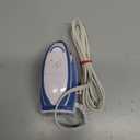 Sunbeam Hot-2-Trot Travel Steam Iron, 800 Watt Dual Voltage 120/240, Compact Size, Portable, Non-Stick Soleplate, Soft Touch Handle, Horizontal or Vertical Use, White and Blue