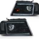 CHEDA LED Headlights Pair Fit Ford F150 2004-2008 | Fit Lincoln Mark LT 06-08 FO2503247 FO2502247 Smoke Lens Black Housing Clear Reflect Headlight Assy