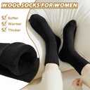 Josnown Thermal Warm Boot Socks for Women, 5 Pairs Winter Thick Cozy Hiking Crew Comfy Socks Full Cushioned, Size 5-10 (Black)