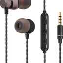 in Ear Wired Earbuds, Wired Headphones with Microphone, 3.5mm Corded Earphones with in Line Volume Controller, Black