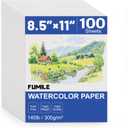 100 Sheets 8.5x11 Inch Watercolor Paper Bulk, 140lb /300GSM White Cold Press Water Color Paper for Kids Adults Artists. Thick Cotton Bulk Watercolor Papers for Art Supplies