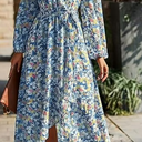 PRETTYGARDEN Women's Floral Maxi Dress 2026 Fall Long Sleeve V Neck A Line Long Flowy Spring Party Boho Dresses, Size S