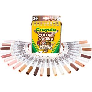Crayola Colors of The World Markers (24 Count), Skin Tone Markers for Kids, Coloring Book Supplies, Skin Colored Markers, Gifts for Kids