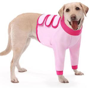 KOESON Dog Recovery Sleeve for Front Legs, Soft Pet Recovery Suit After Surgery, Adjustable Dog Leg Elbow Protector, Pet Wound Care Shirt to Stop Licking, E-Collar Cone Alternative, Pink XL