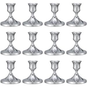 12 Pcs Silver Candle Holders, Silver Candlestick Holders Set for Table Centerpiece, Vintage Taper Candle Stand, Home Decor, Weddings, Festival and Dining Parties (Sliver)