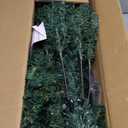 HAPPYGRILL 6 FT Pre-Lit Christmas Tree, Artificial Xmas Tree with 568 PVC Branch Tips, 200 Warm White LED Lights, 8 Lighting Modes & Gloves, Hinged Festive Tree for Home Office