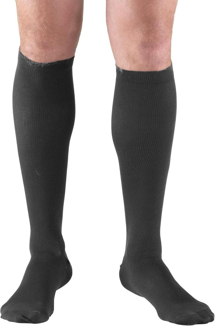 Truform Compression Socks, 15-20 mmHg, Men's Dress Socks, Knee High Over Calf Length, Charcoal, X-Large