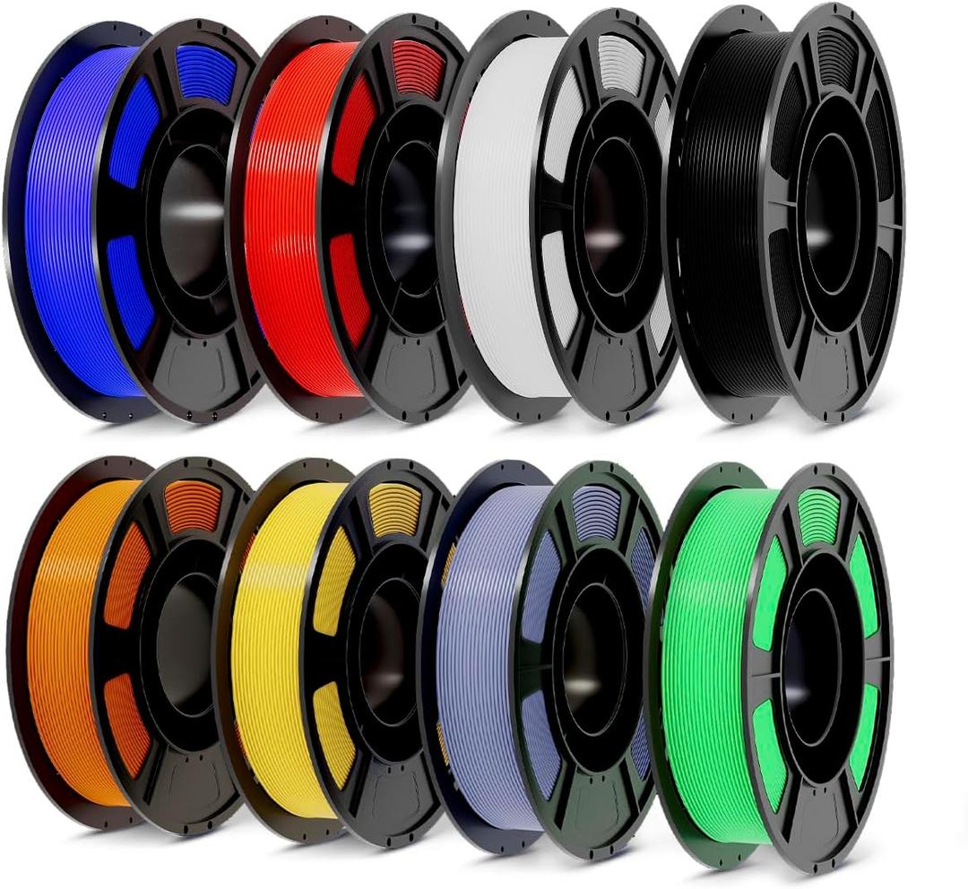 PLA+3D Printer Filament 1.75mm Bundle, Individually Vacuum Packed, Multicolor Dimensional Accuracy +/- 0.02mm, 0.25kg per Spool, 8 Pack, 2KG Total