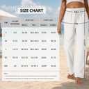 SEMARO Womens Casual Linen High Waist Pants Drawstring Loose Fit Summer Pants Trousers with Side Pockets (White, M)