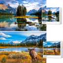 Jigsaw Puzzles for Adults, 2 Pack 1000 Pieces,Spirit Island National Park & Rocky Mountain Impossible Challenging Puzzles for Home Decor Bir