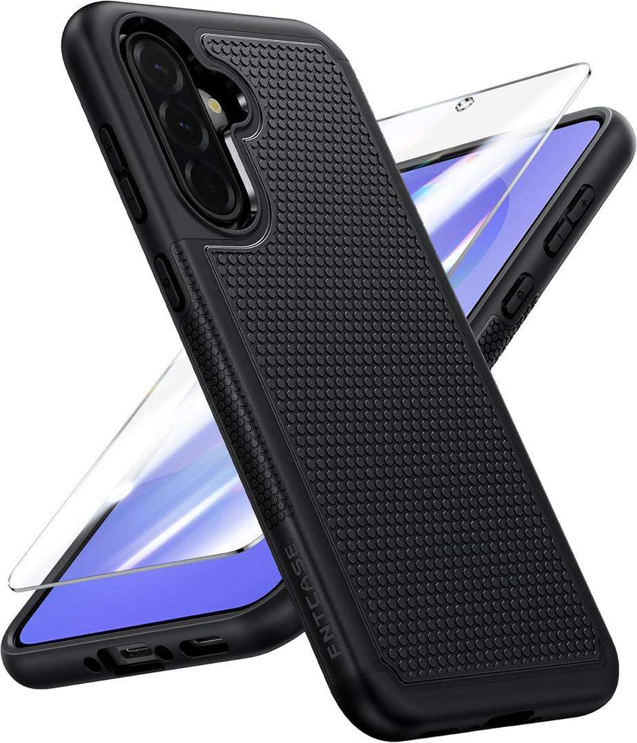 FNTCASE for Galaxy A36-5G Phone Case - A56-5G Military Grade Drop Protection, 14ft Drop Tested, Screen Protector Included, Anti-Slip Matte Textured, TPU+PC Dual Layer Shockproof Cover (Black)