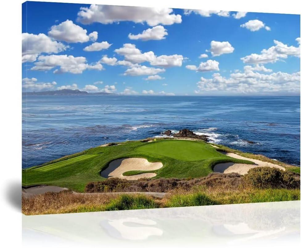 HJY Art USA California Golf Course Wall Art for Living Room Bedroom Golf landscape Canvas Wall Decor Blue Green Abstract Painting Poster for Home Decor Bathroom Office Artwork (28 x 44 inch)