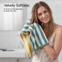 REDKISS 2-Pack Striped Hand Towels for Bathroom - 12 x 28 Inches 100% Cotton Hand Towels, Ultra Soft and Highly Absorbent Towel for Bath, Gym, Hotel, Kitchen and Spa, Kitchen, Green