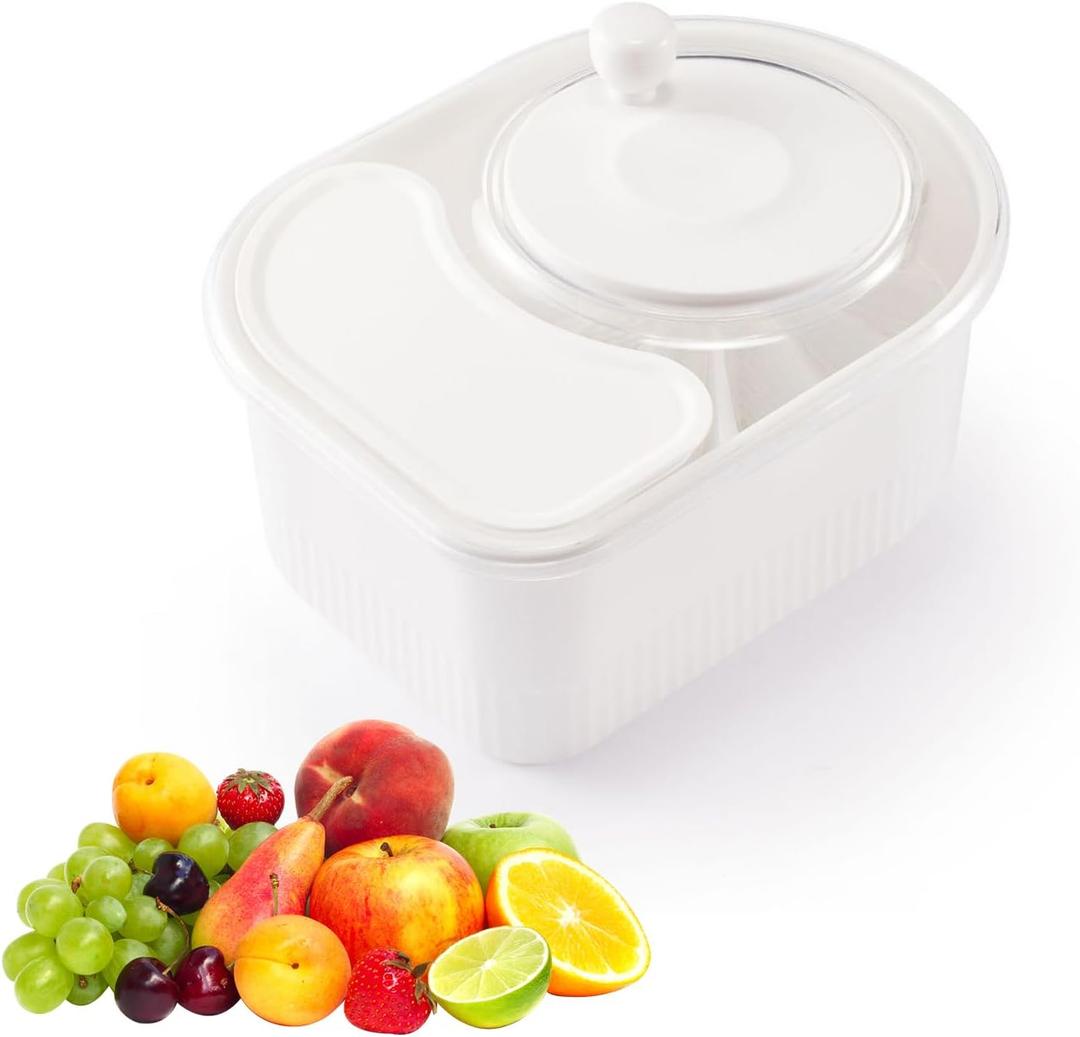 Fruit Cleaner Spinner, Large Fruit Washer Spinner, Fruit Cleaner Spinner with Fruit Washer Bowl and Brush, Vegetable Fruit Spinner Washer,Fruit and Vegetable Scrubber (White)
