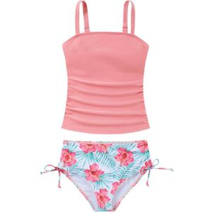 Vogseek 9-16T Girls Tankini Swimsuits for Teens 2 Piece Bathing Suit Padded
