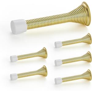 Ravinte Door Stoppers, 6 Pack Gold Spring Door Stops with Rubber Bumper, Door Stoppers for Bottom of Door