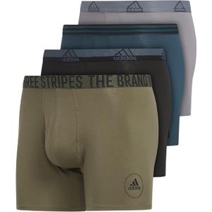 adidas mens Men's Stretch Cotton 4-pack Boxer Brief (Small, Black/Olive Strata Green/Arctic Night Blue)