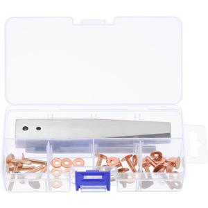 uxcell 18Set 3 Sizes Copper Rivets and Burrs Assortment Kit, Solid Leather Fastener with Burrs Setter and Rivet Fastener Install Setting Tool for Leather DIY Craft Supplies, Copper Tone