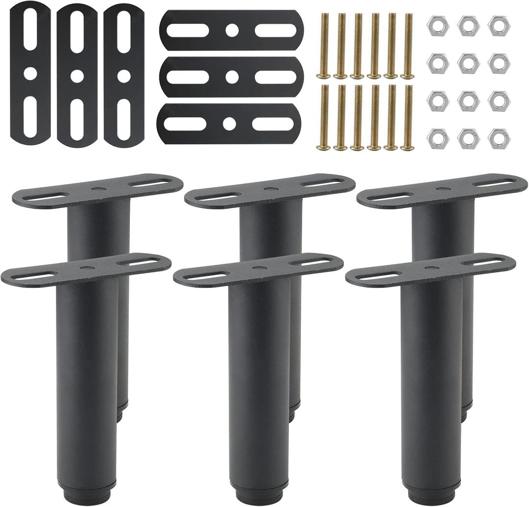 6 PCS 6-10 Inch Adjustable Bed Support Leg, Bed Frame Legs with Screws, Salt Support for Sofa