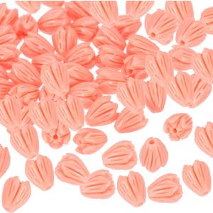 PATIKIL 100 Pcs Coral Flower Beads, 9x7mm Artificial Jasmine Flower Shell Floral Spacer Beads for Jewelry Making DIY Crafts Necklace Bracelet Earring Accessories, Pink