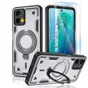 Gritup for Moto G 5G 2024 & Moto G Play 5G 2024 Magnetic Case,Compatible with MagSafe & [HD Screen Protector×2],Metal Rotated Kickstand,Military Grade Shockproof Protective,Gray