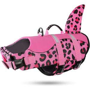 ASENKU Dog Life Jacket - Pet Safety Vest for Swimming & Boating, Shark Life Jacket with Floatation, Dog Lifesavers Swimsuits for XL Dogs