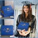 Geelin Graduation Keepsake Wooden Box Class of 2026 Graduation Cap Large Keepsake Box Graduate Wooden Engraving Memento Case for High School College Memory Gifts 13 x 10.5X 5inch(Blue)