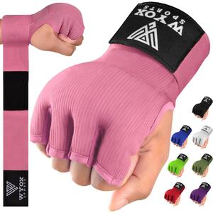 WYOX Gel Boxing Hand Wraps Inner Gloves for Men & Women  80cm Quick Wrist Strap, Padded Knuckle Support, Fingerless MMA Muay Thai Kickboxing Wraps for Training, Punching & Martial Arts (Pink)