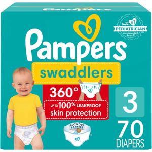 Pampers Diapers - Swaddlers 360 - Size 3, 70 Count, for up to 100% Leakproof Premium Skin Protection