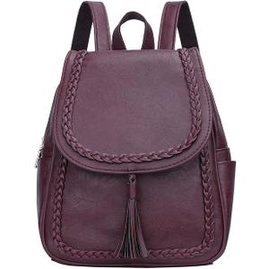 KKXIU Fashion Small Synthetic Leather Backpack Purse For Women and Ladies with Tassel