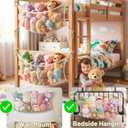 Stuffed Animal Storage Net for Kids, Bedside Toy Organizer Net - Neatly Store Your Stuffed Animals, Cotton Bedside Stuffed Animal Storage Net with Tether, Stretches up to 35 Inches, Beige