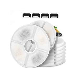 Monsin Cat/Pet Water Fountain Filters, 12 Pieces Set Pack of 8 Replacement Filter Fit for 81oz/2.4L, 3 Filtration System with 4 PreFilter Sponges