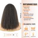 Kinky Straight Drawstring Ponytail Extension 16 Inch Yaki Ponytail Hair Extension Thick Natural Synthetic Ponytail Soft Fluffy Clip In Hairpiece for Women Daily Wear(Light Brown)